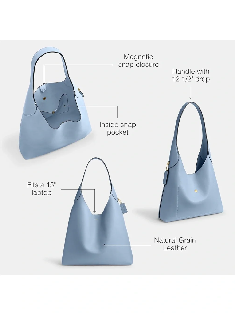 New Coach Leather Bluebell Brooklyn 39 Shoulder Bag
